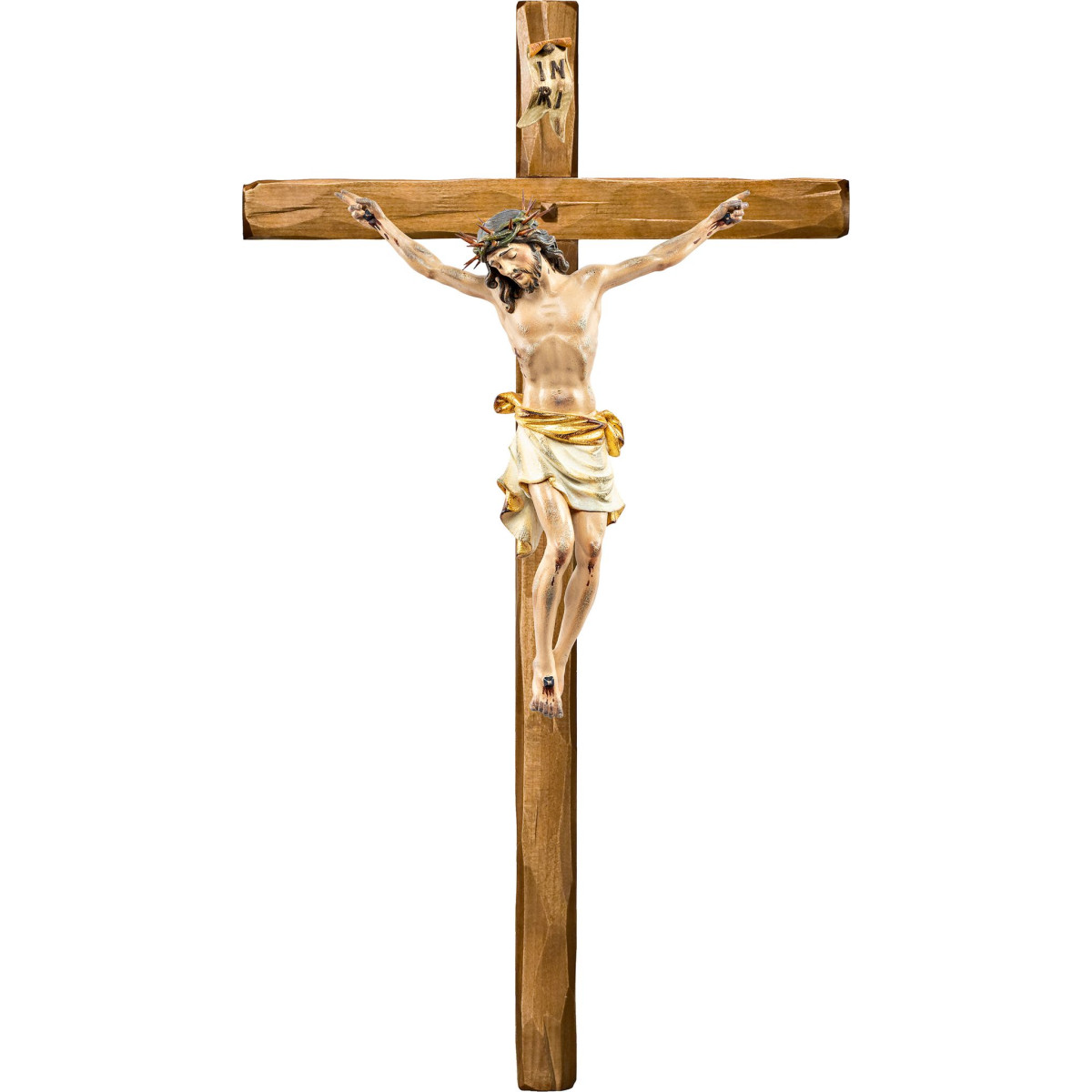 Cristo Pisa con espinas en cruz recta